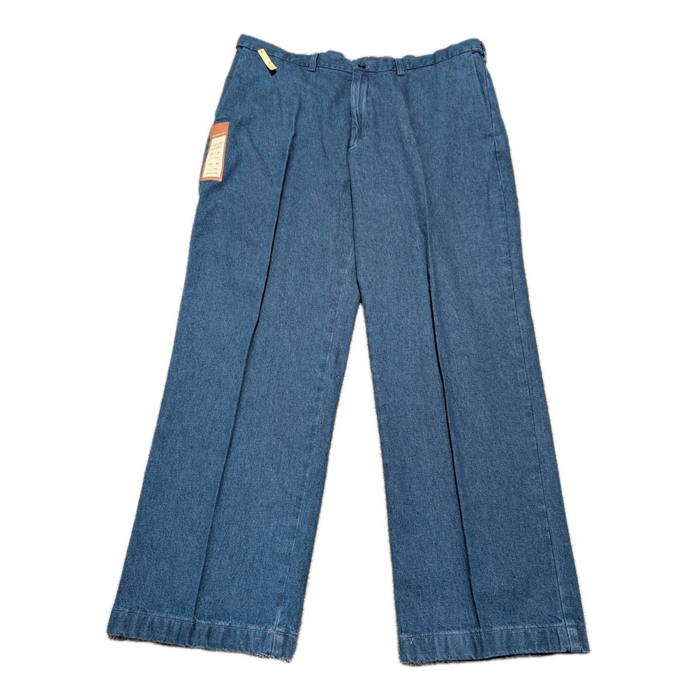 Haggar Work To Weekend Denim Pants Mens 42x20 Pleated Classic Fit New